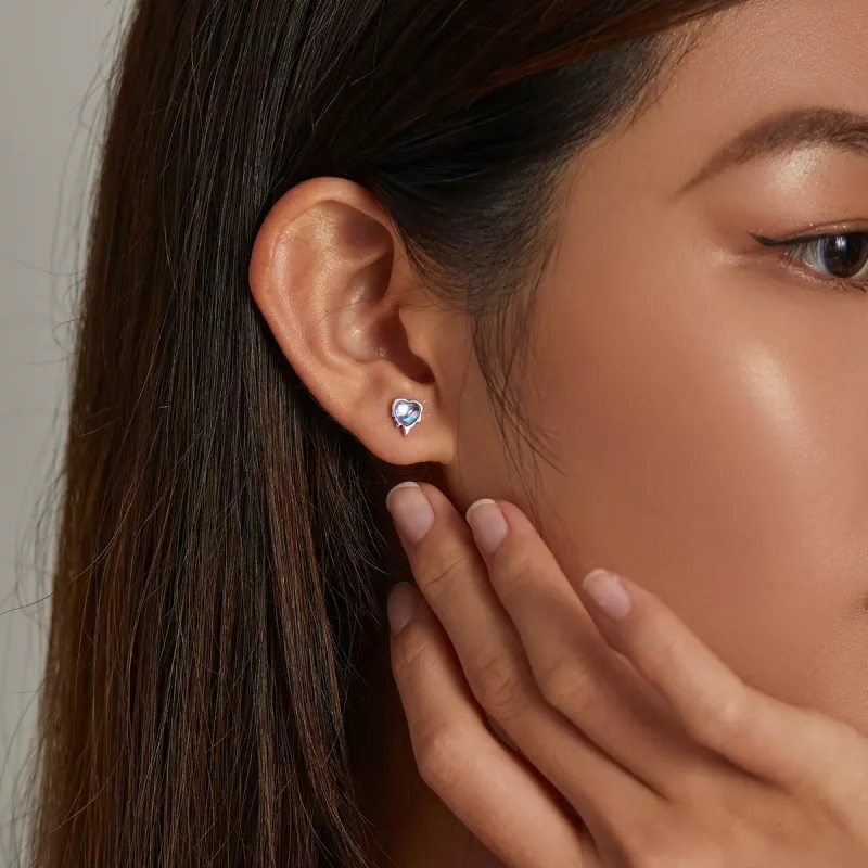 (imagen para) Aretes de botón estilo Pandora con diseño de amor fundido - SCE1306 - Ver 7