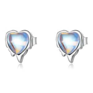 (imagen para) Aretes de botón estilo Pandora con diseño de amor fundido - SCE1306