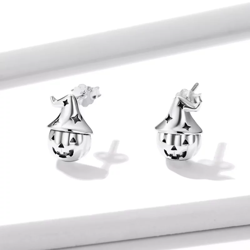 (imagen para) Aretes de calabaza estilo Pandora para Halloween - BSE537 - Ver 2