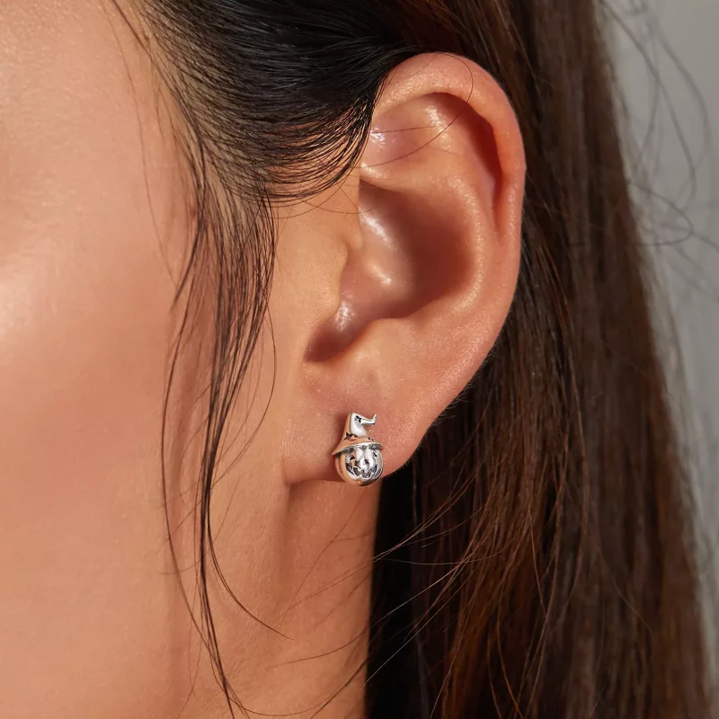 (imagen para) Aretes de calabaza estilo Pandora para Halloween - BSE537 - Ver 7