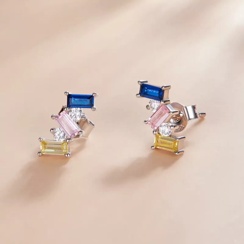 (imagen para) Aretes de Estilo Pandora con Diseño Geométrico de Arte - SCE1208 - Ver 2