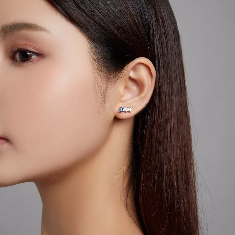 (imagen para) Aretes de Estilo Pandora con Diseño Geométrico de Arte - SCE1208 - Ver 3
