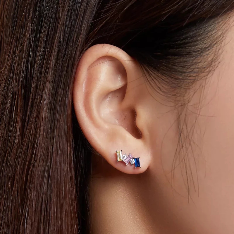 (imagen para) Aretes de Estilo Pandora con Diseño Geométrico de Arte - SCE1208 - Ver 4