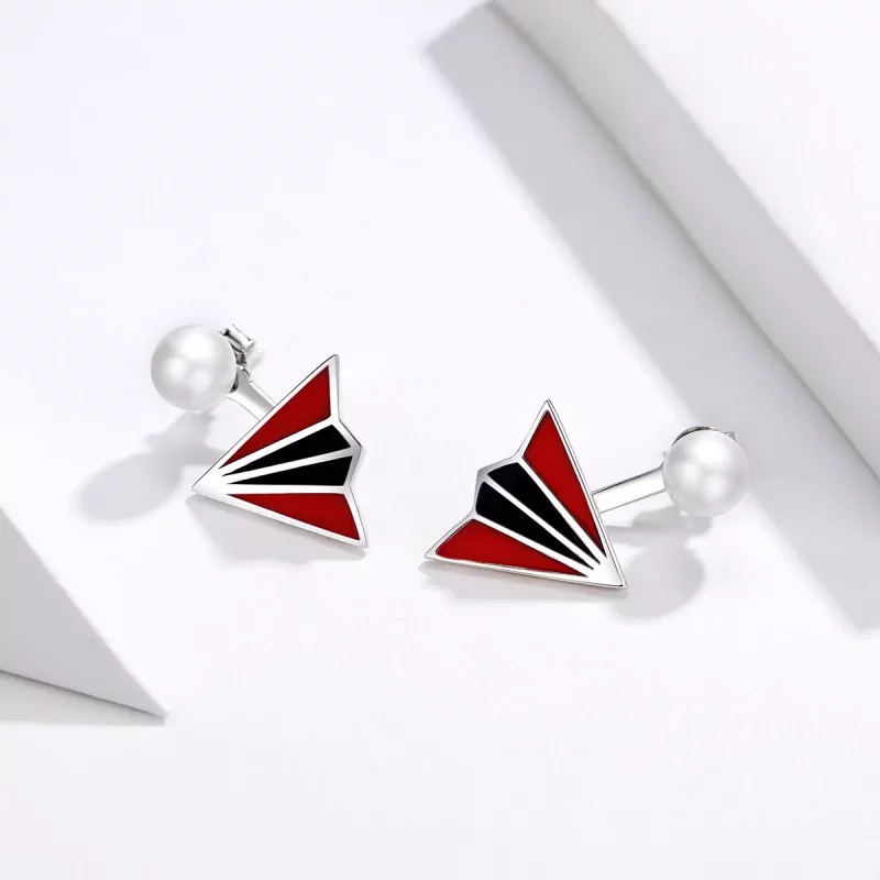 (imagen para) Aretes de estilo Pandora con forma de avión - BSE126 - Ver 2