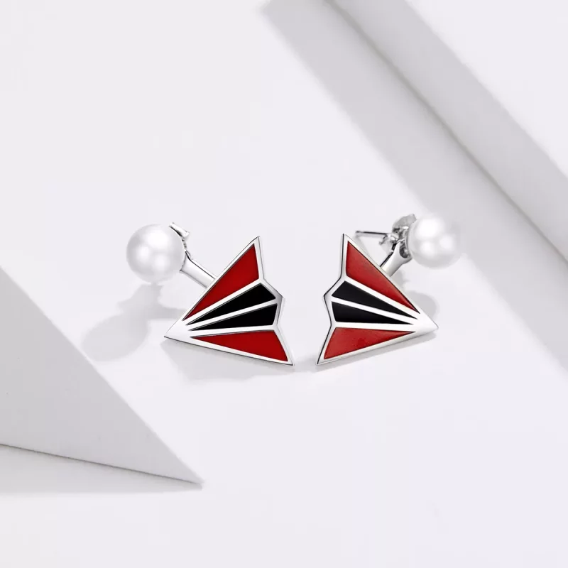 (imagen para) Aretes de estilo Pandora con forma de avión - BSE126 - Ver 3