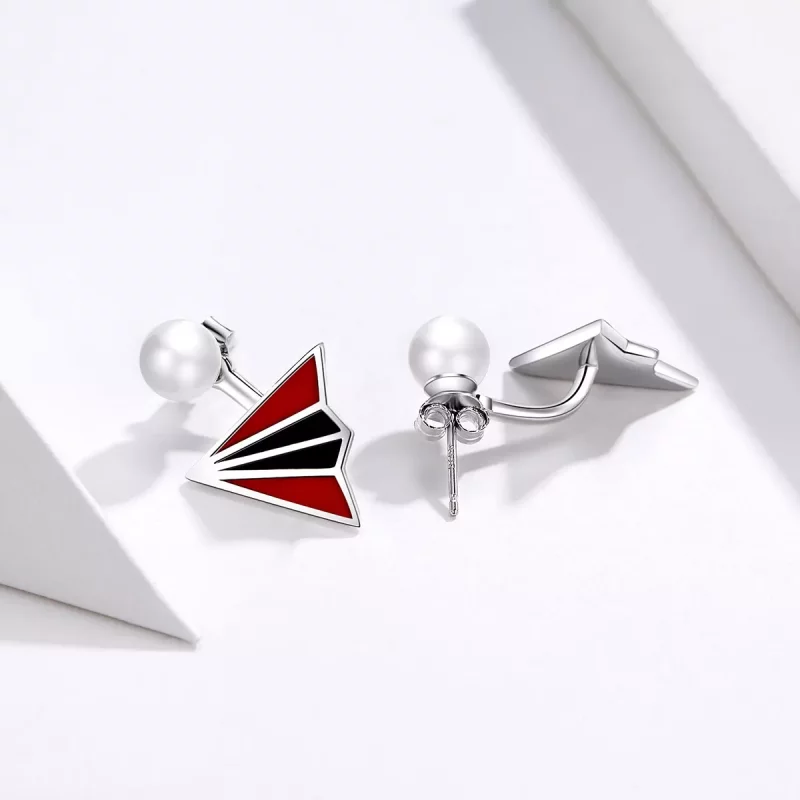 (imagen para) Aretes de estilo Pandora con forma de avión - BSE126 - Ver 4