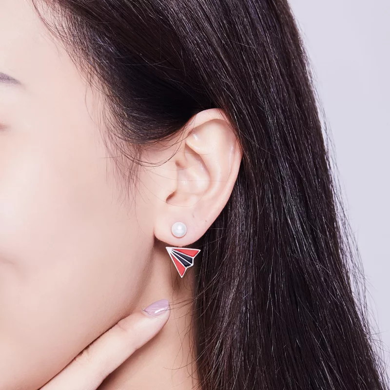 (imagen para) Aretes de estilo Pandora con forma de avión - BSE126 - Ver 5