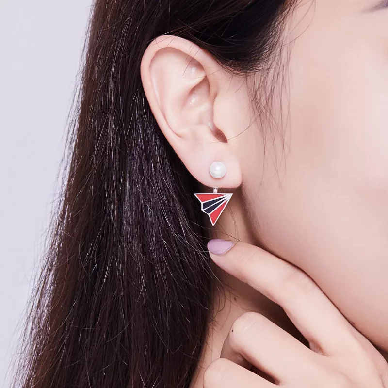 (imagen para) Aretes de estilo Pandora con forma de avión - BSE126 - Ver 6