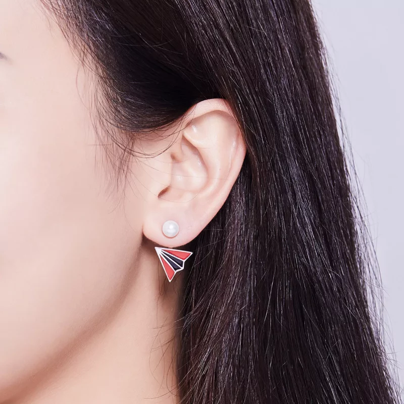(imagen para) Aretes de estilo Pandora con forma de avión - BSE126 - Ver 7