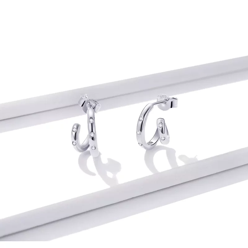 (imagen para) Aretes de Estilo Pandora de Doble Círculo - BSE494 - Ver 2