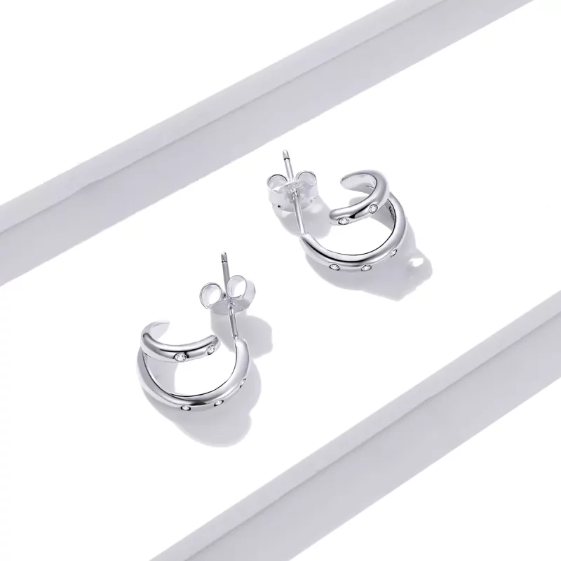 (imagen para) Aretes de Estilo Pandora de Doble Círculo - BSE494 - Ver 3
