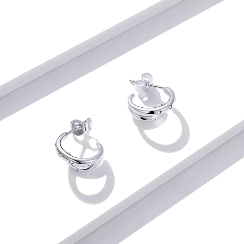 (imagen para) Aretes de Estilo Pandora de Doble Círculo - BSE494 - Ver 4