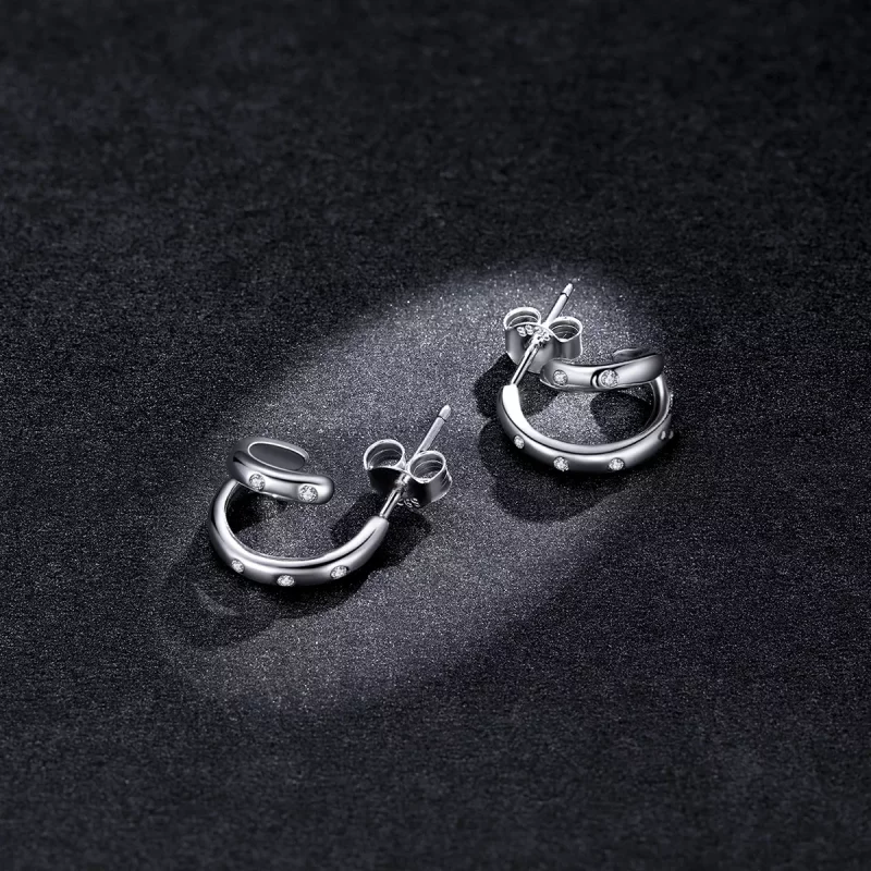 (imagen para) Aretes de Estilo Pandora de Doble Círculo - BSE494 - Ver 5