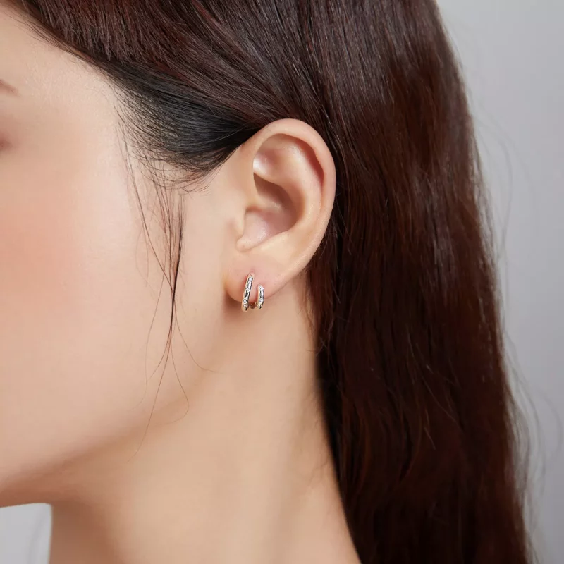 (imagen para) Aretes de Estilo Pandora de Doble Círculo - BSE494 - Ver 6