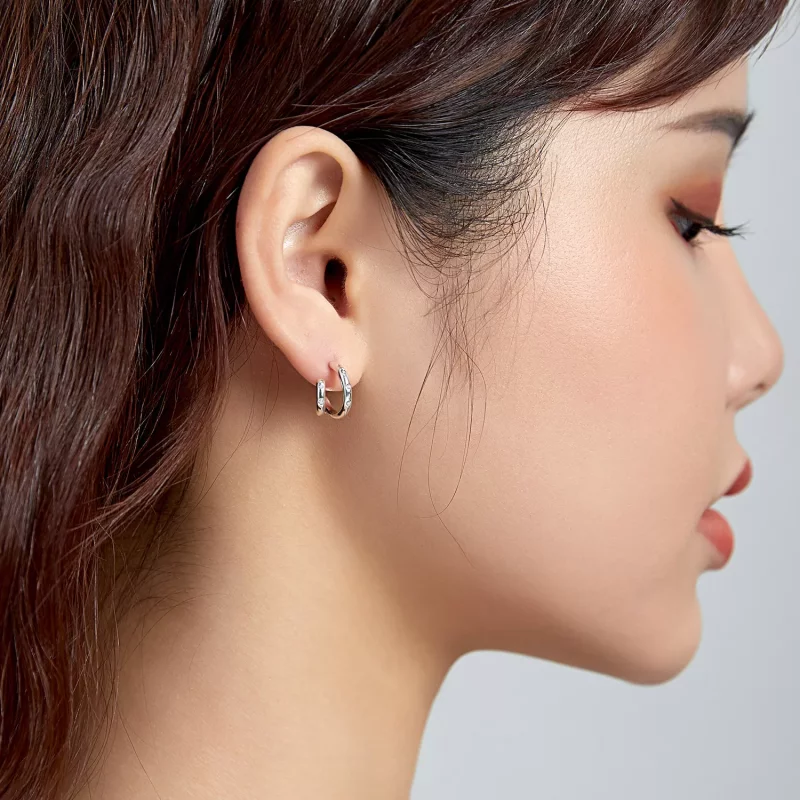 (imagen para) Aretes de Estilo Pandora de Doble Círculo - BSE494 - Ver 8