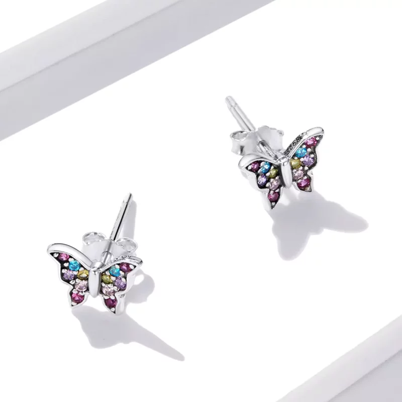 (imagen para) Aretes de mariposa de colores estilo Pandora - BSE514 - Ver 5