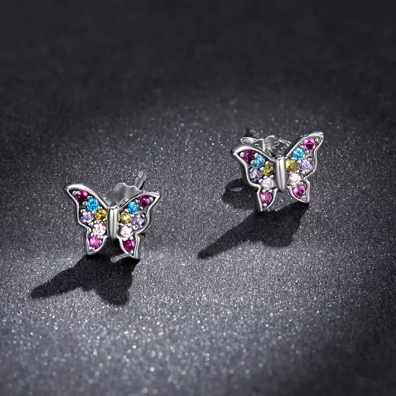 (imagen para) Aretes de mariposa de colores estilo Pandora - BSE514 - Ver 6
