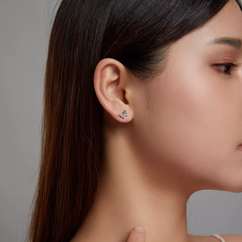 (imagen para) Aretes de mariposa de colores estilo Pandora - BSE514 - Ver 9