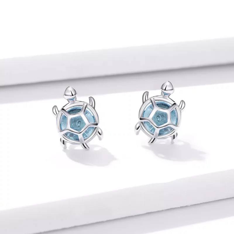 (imagen para) Aretes estilo Pandora con forma de tortuga juguetona - BSE406 - Ver 2
