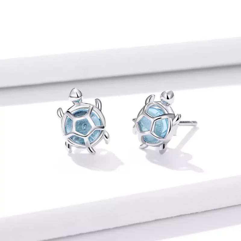 (imagen para) Aretes estilo Pandora con forma de tortuga juguetona - BSE406 - Ver 3