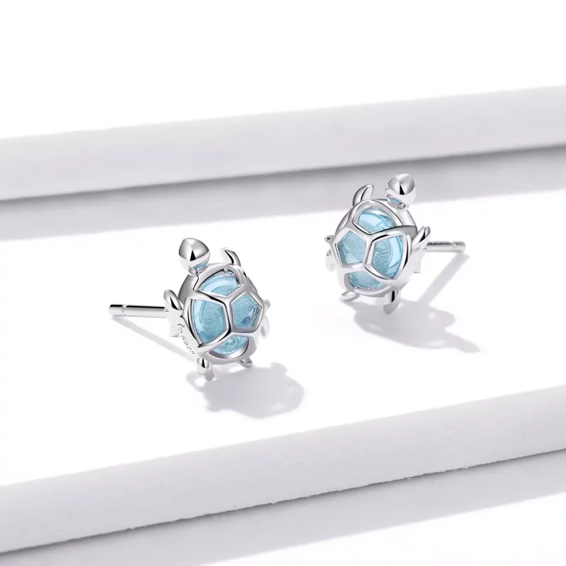 (imagen para) Aretes estilo Pandora con forma de tortuga juguetona - BSE406 - Ver 4