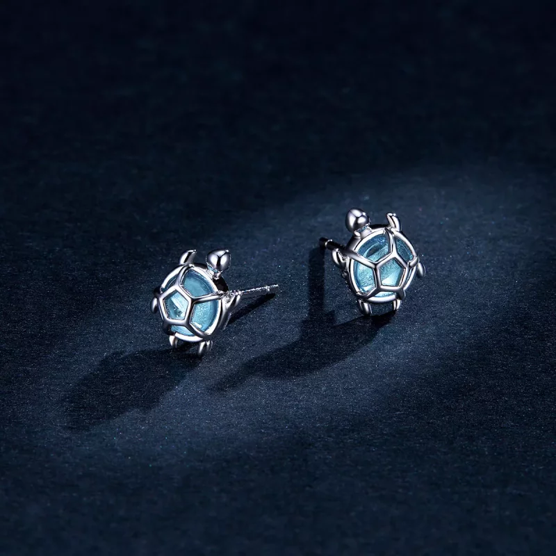 (imagen para) Aretes estilo Pandora con forma de tortuga juguetona - BSE406 - Ver 5