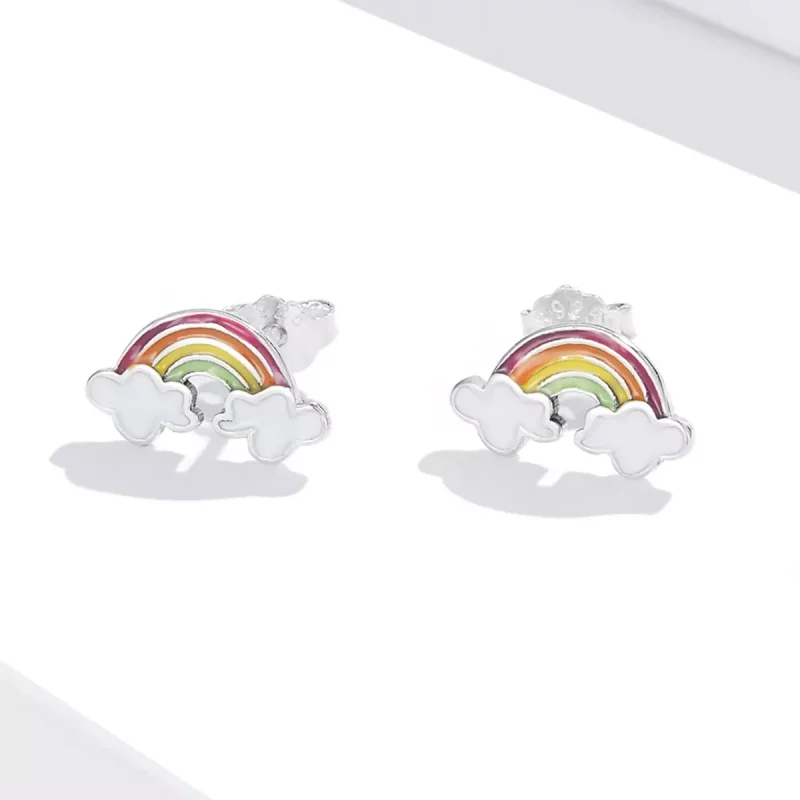 (imagen para) Aretes estilo Pandora con nubes arcoíris - SCE1339 - Ver 2