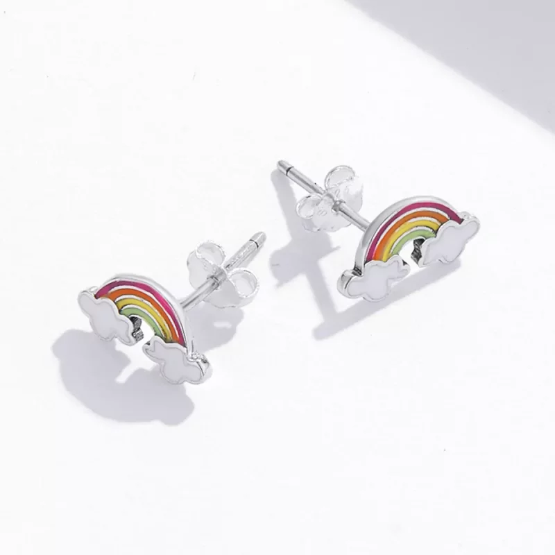 (imagen para) Aretes estilo Pandora con nubes arcoíris - SCE1339 - Ver 4