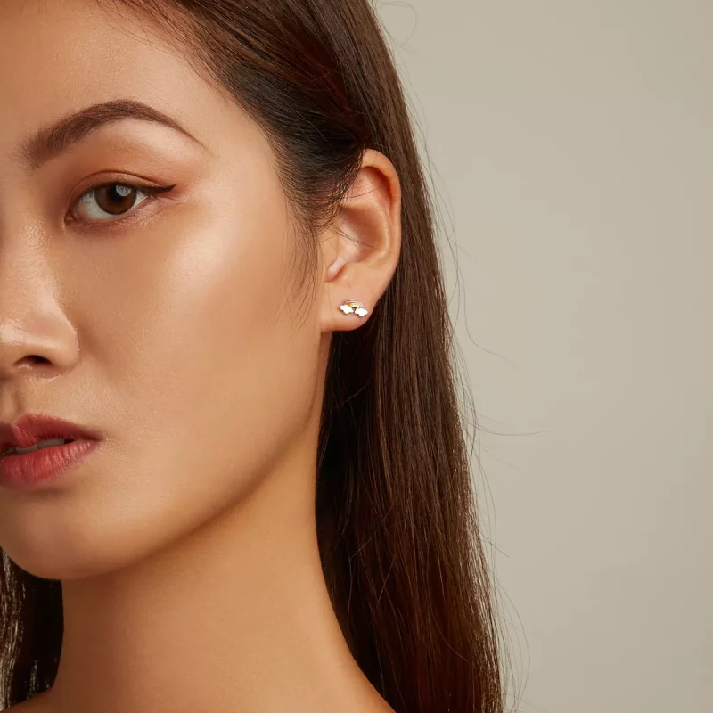 (imagen para) Aretes estilo Pandora con nubes arcoíris - SCE1339 - Ver 5