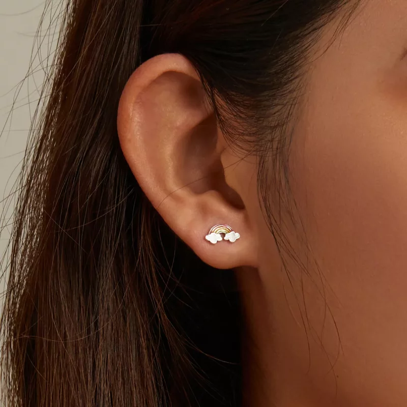 (imagen para) Aretes estilo Pandora con nubes arcoíris - SCE1339 - Ver 6