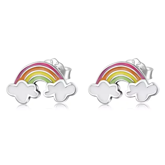(imagen para) Aretes estilo Pandora con nubes arcoíris - SCE1339