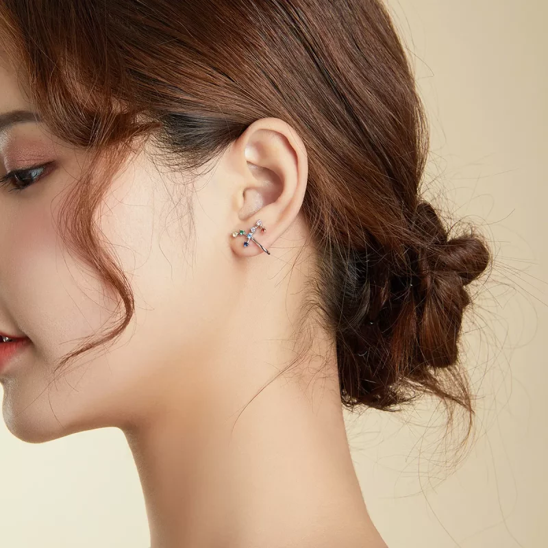 (imagen para) Aretes estilo Pandora Star Track - BSE457 - Ver 8