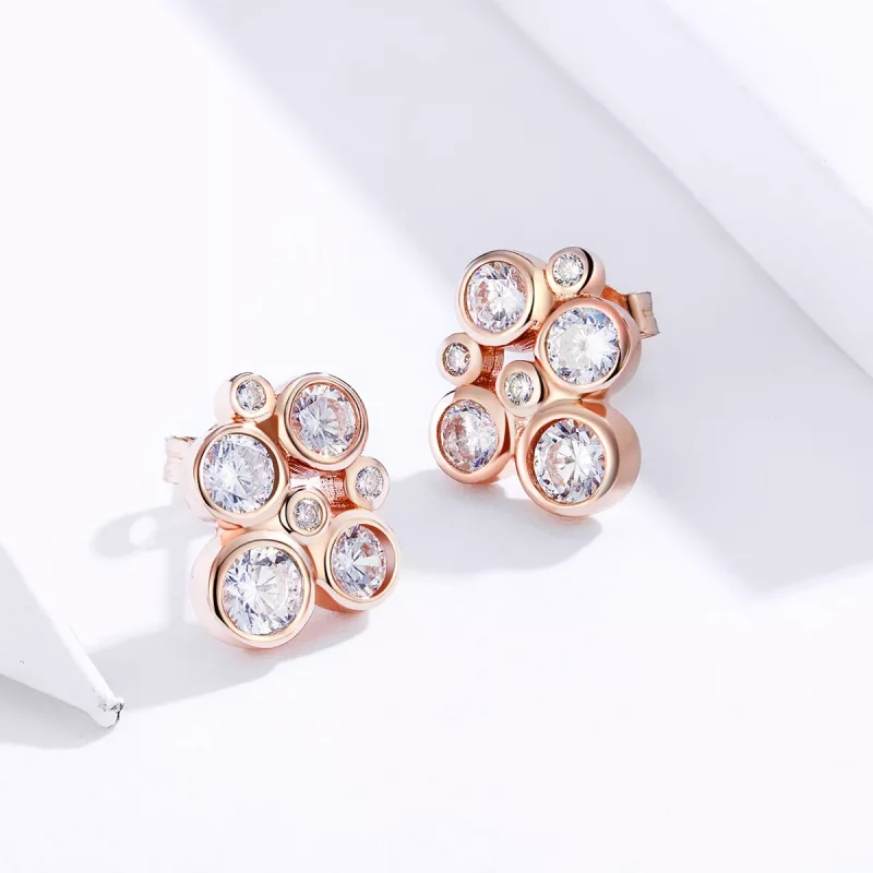 (imagen para) Earrings de estilo Pandora con diseño geométrico de burbujas - SCE810 - Ver 2