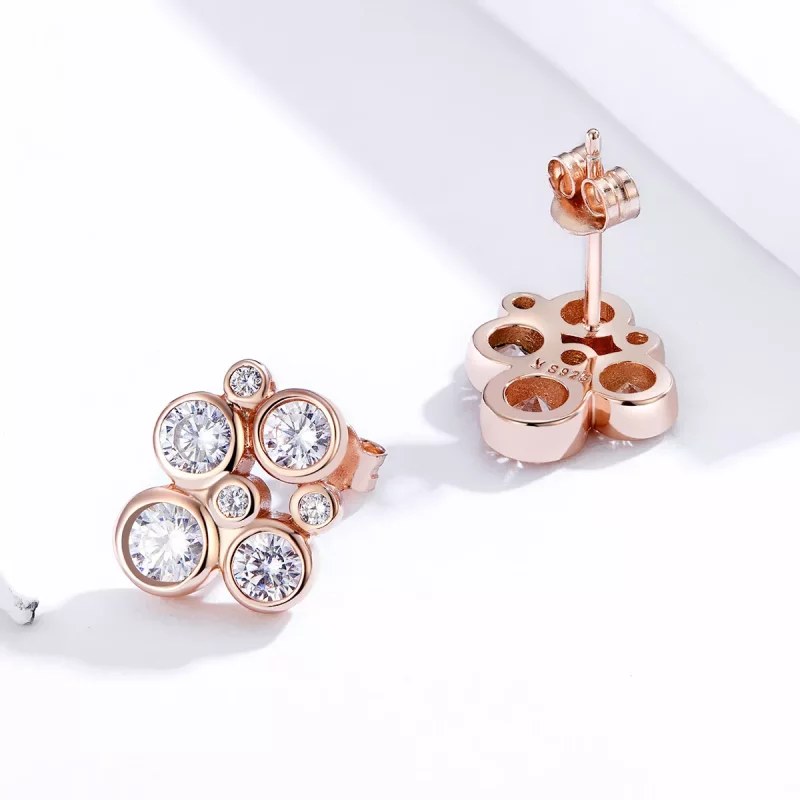 (imagen para) Earrings de estilo Pandora con diseño geométrico de burbujas - SCE810 - Ver 3