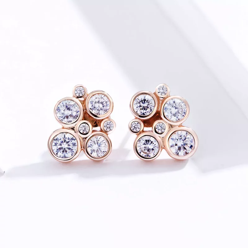 (imagen para) Earrings de estilo Pandora con diseño geométrico de burbujas - SCE810 - Ver 4
