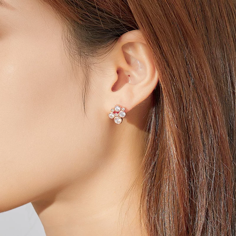 (imagen para) Earrings de estilo Pandora con diseño geométrico de burbujas - SCE810 - Ver 6