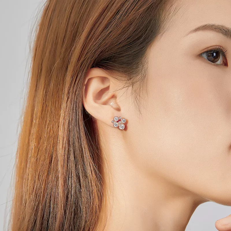 (imagen para) Earrings de estilo Pandora con diseño geométrico de burbujas - SCE810 - Ver 7