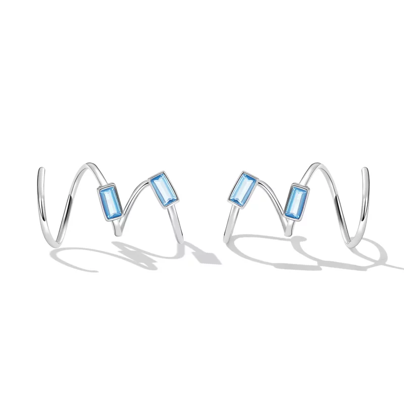 (imagen para) Estilo Pandora, aretes simples con incrustaciones de piedra - SCE1463 - Ver 2