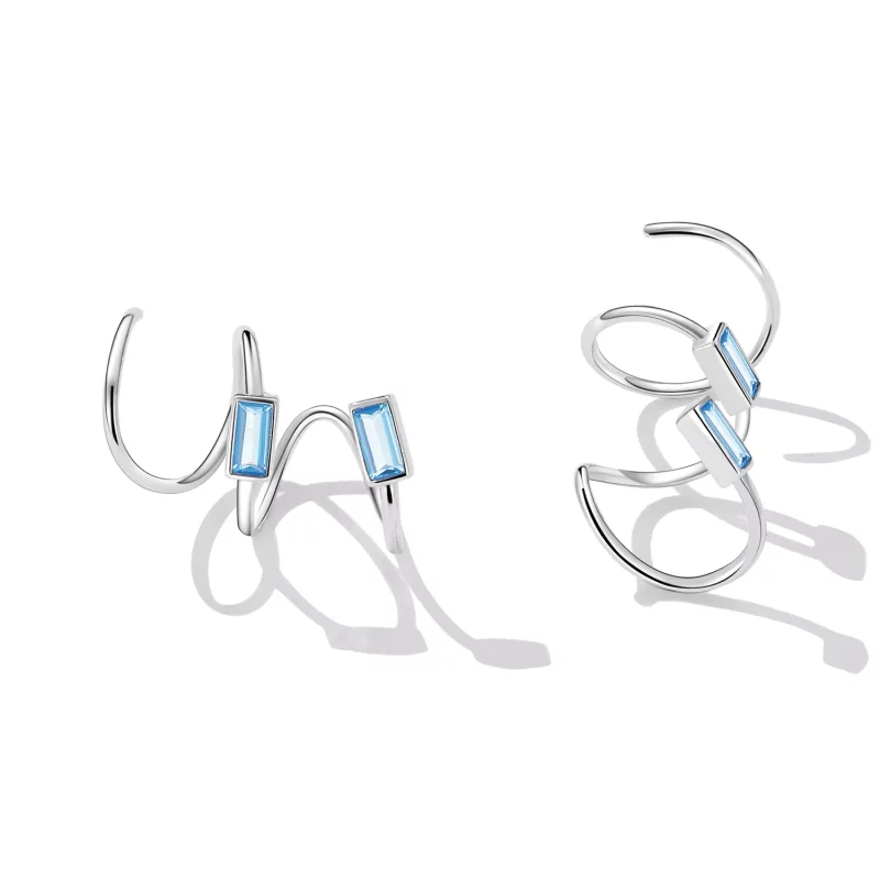 (imagen para) Estilo Pandora, aretes simples con incrustaciones de piedra - SCE1463 - Ver 3