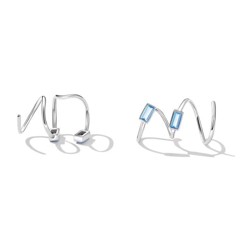 (imagen para) Estilo Pandora, aretes simples con incrustaciones de piedra - SCE1463 - Ver 4