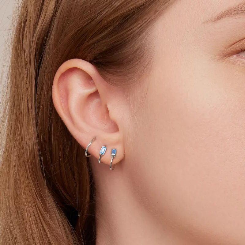 (imagen para) Estilo Pandora, aretes simples con incrustaciones de piedra - SCE1463 - Ver 7