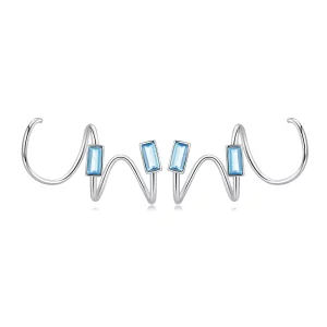 Estilo Pandora, aretes simples con incrustaciones de piedra - SCE1463 (imagen para) Estilo Pandora, aretes simples con incrustaciones de piedra - SCE1463