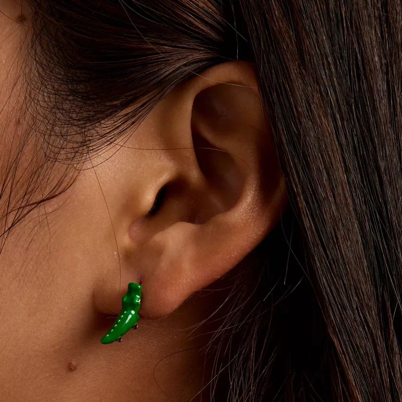 (imagen para) Estilo Pandora Divertidos Pendientes de Tuerca con Forma de Cocodrilo Pequeño - - Ver 7