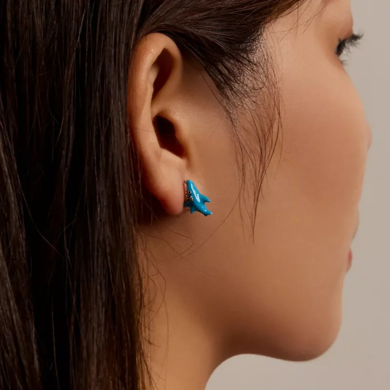 (imagen para) Estilo Pandora Divertidos Pendientes de Tuerca de Pequeños Tiburones - BSE563 - Ver 8