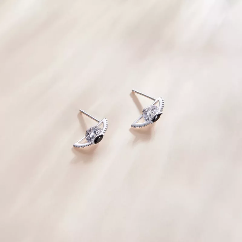 (imagen para) Estilo Pandora Entre Pendientes de Tornillo Negro y Blanco - SCE1036 - Ver 2