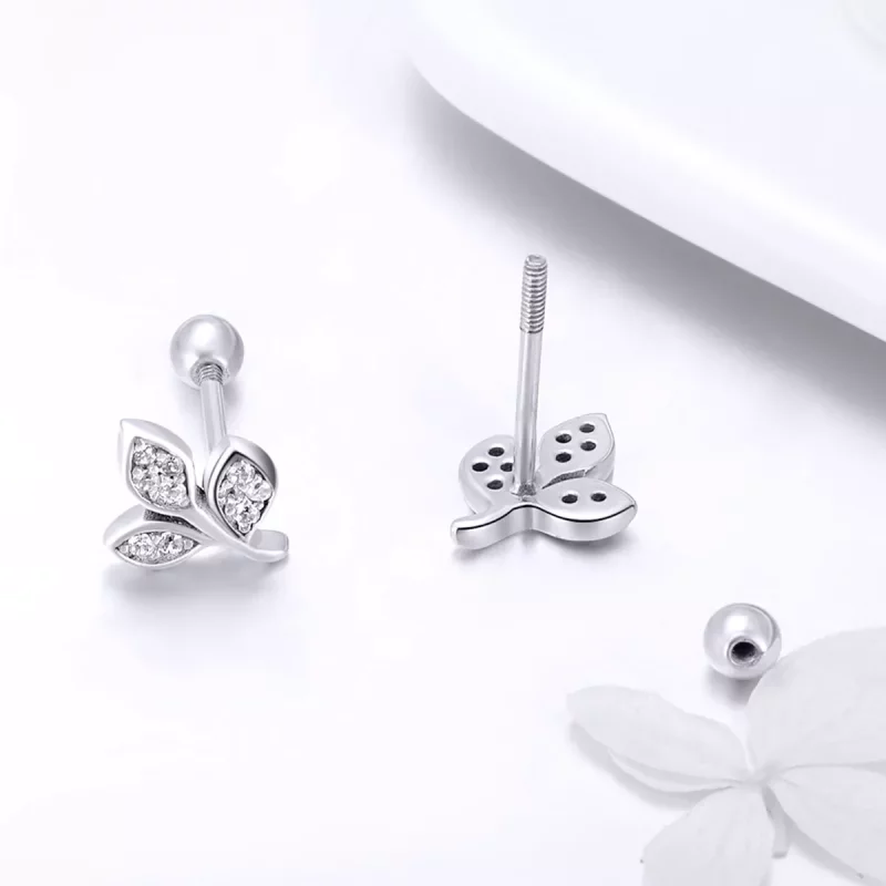 (imagen para) Estilo Pandora Escuchando las Hojas Pendientes de botón - SCE431 - Ver 4