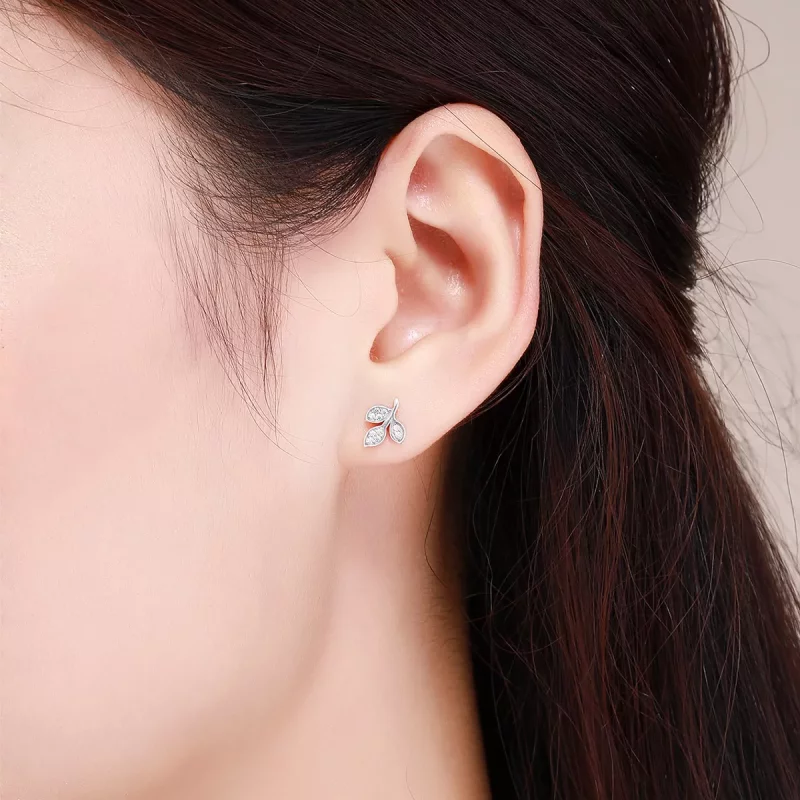 (imagen para) Estilo Pandora Escuchando las Hojas Pendientes de botón - SCE431 - Ver 5