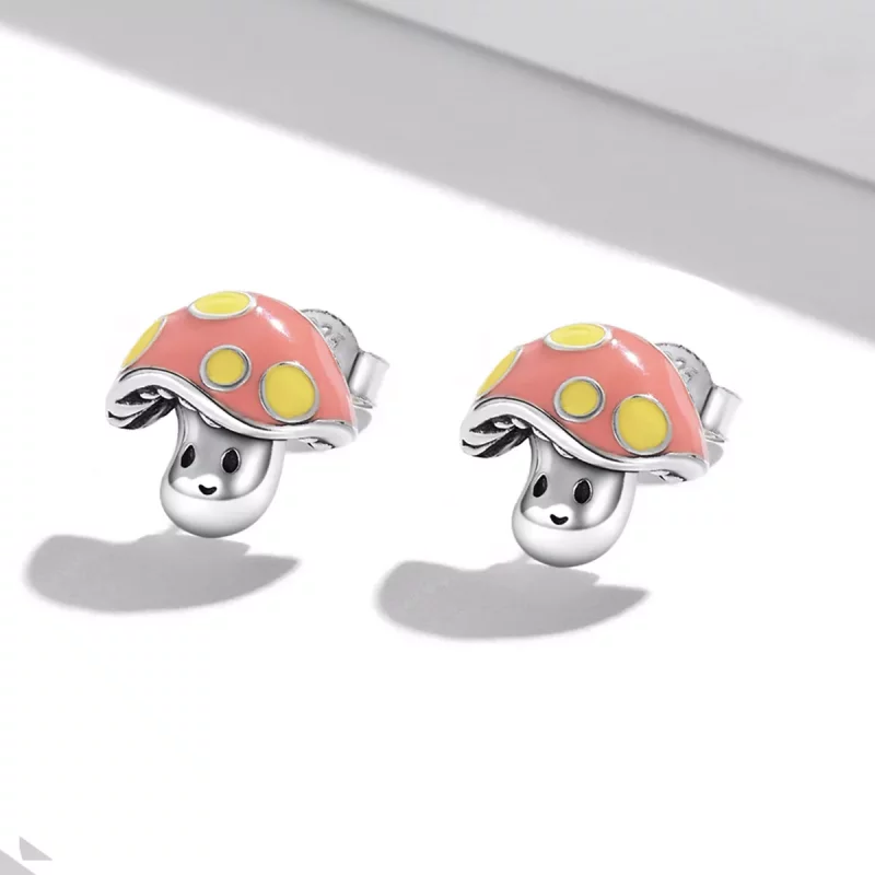 (imagen para) Estilo Pandora - Lindos Pendientes de Botón en forma de Setita - SCE1336 - Ver 2