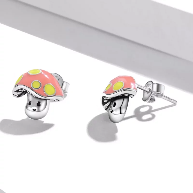 (imagen para) Estilo Pandora - Lindos Pendientes de Botón en forma de Setita - SCE1336 - Ver 3