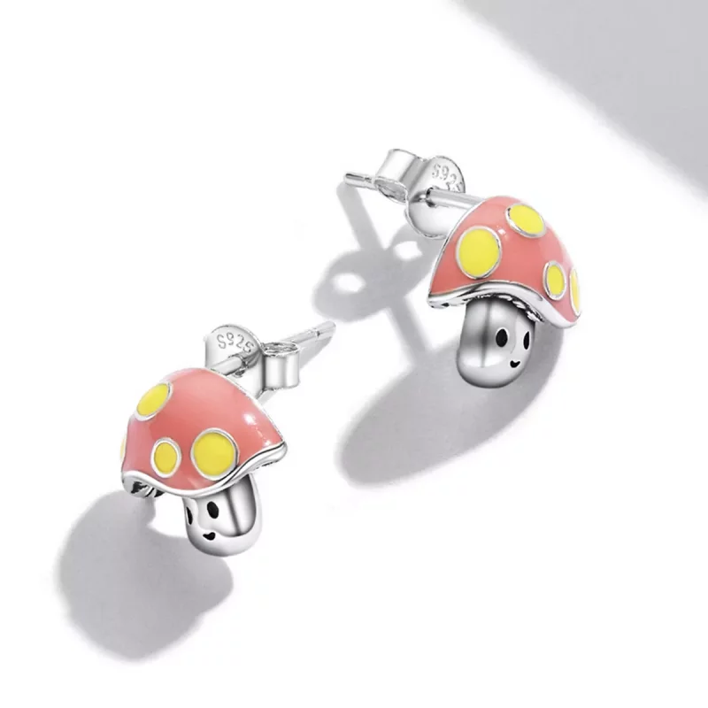 (imagen para) Estilo Pandora - Lindos Pendientes de Botón en forma de Setita - SCE1336 - Ver 4